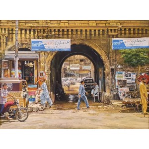 M. Rustam Khan, 30 x 40 Inch, Oil on Canvas, Cityscape Painting, AC-RUK-020